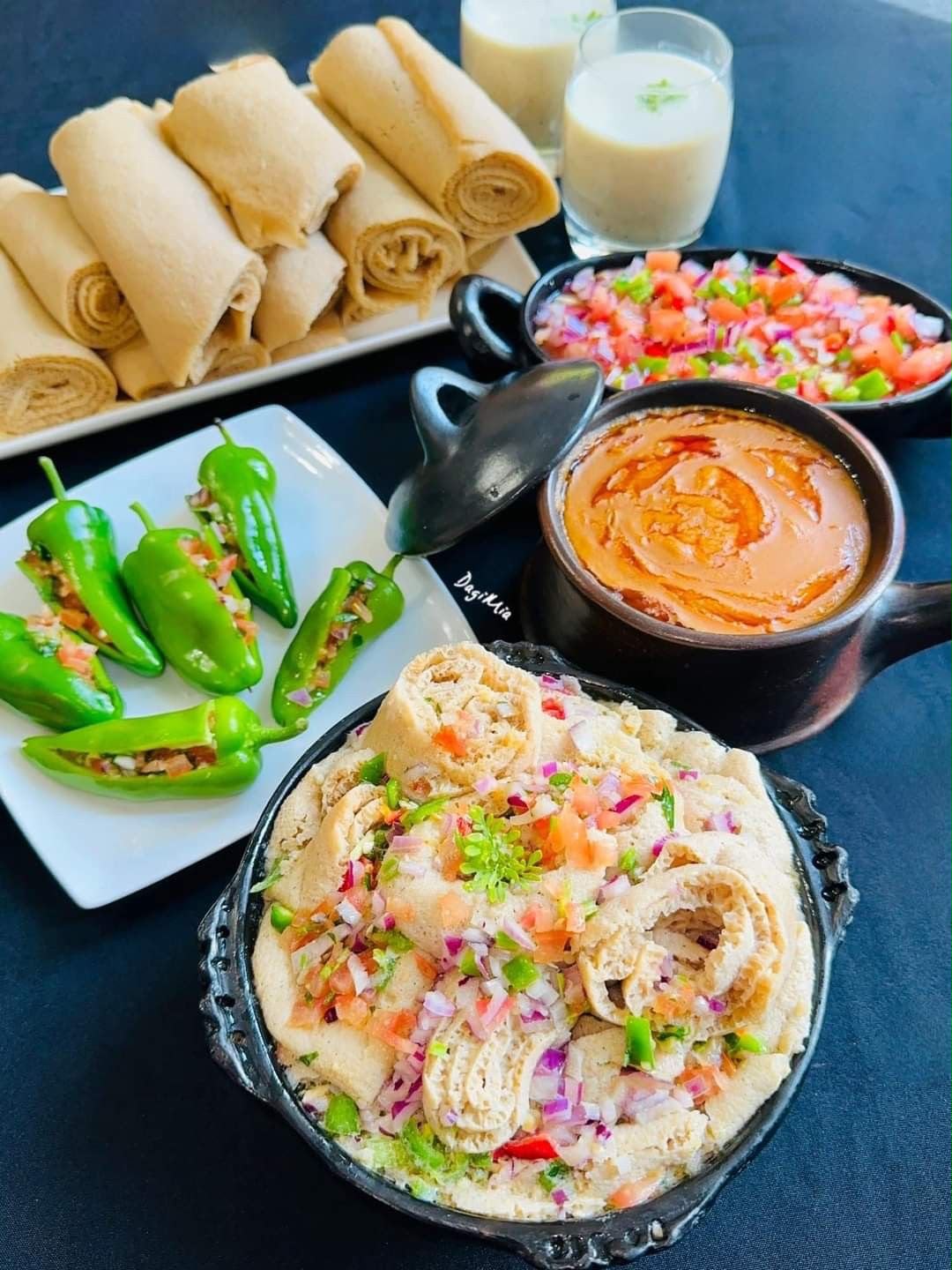Sufi fitfit and shiro — shredded injera topped with chickpea stew