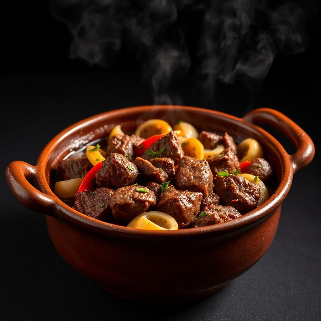 Ethiopian beef tibs sautéed with onions and peppers